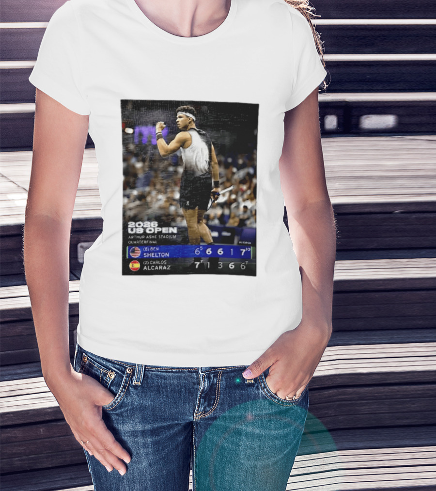 2026 US Open Arthur Ashe Stadium Quarterfinal Ben Shelton Vs Carlos Alcaraz T-Shirt