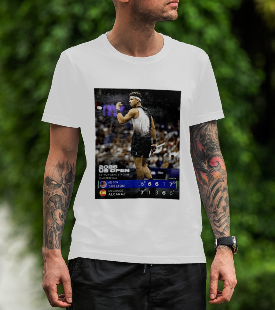 2026 US Open Arthur Ashe Stadium Quarterfinal Ben Shelton Vs Carlos Alcaraz T-Shirt