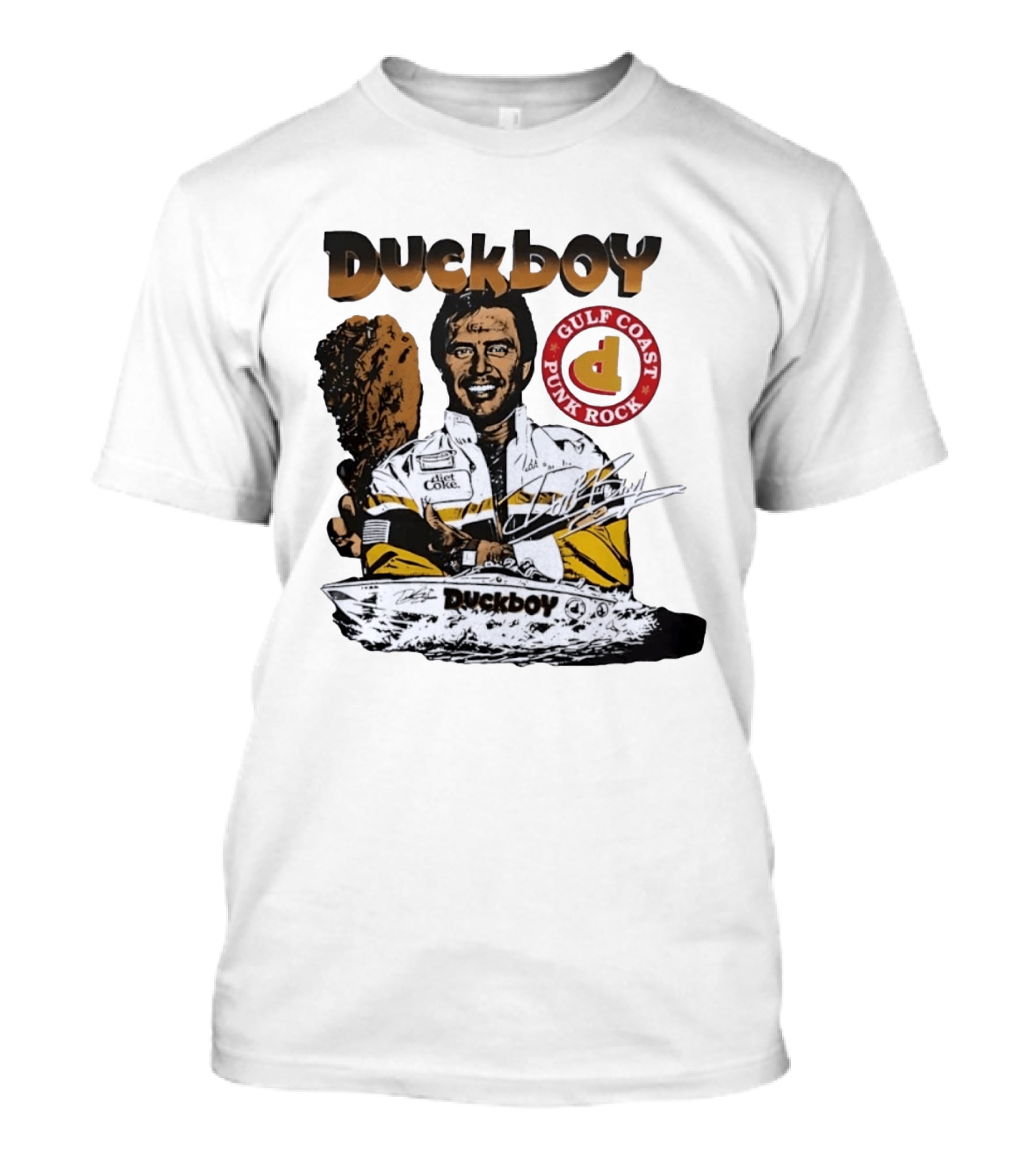 Duckboy Gulf Coast Punk Rock Diet Coke Racing Boat Signature T-Shirt
