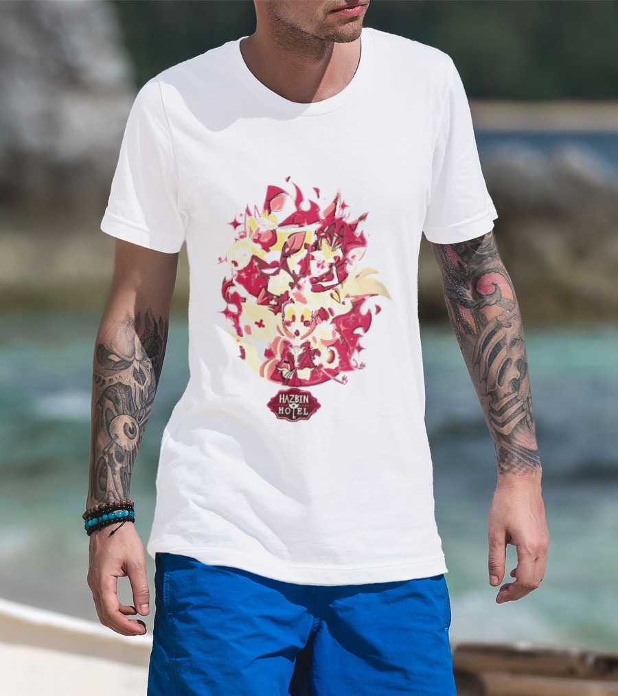 Hazbin Hotel Demon Characters Red Sparkles Group T-Shirt