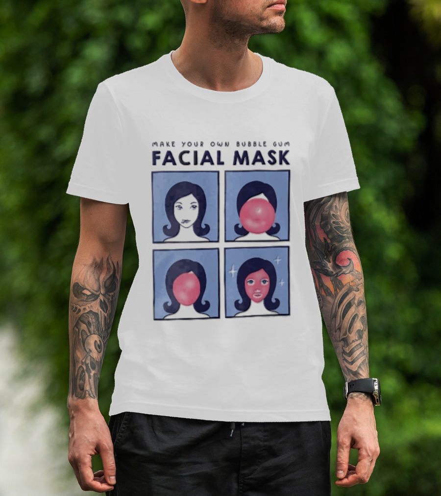 Make Your Own Bubble Gum Facial Mask Comic Woman Four Panel Pink Pop T-Shirt