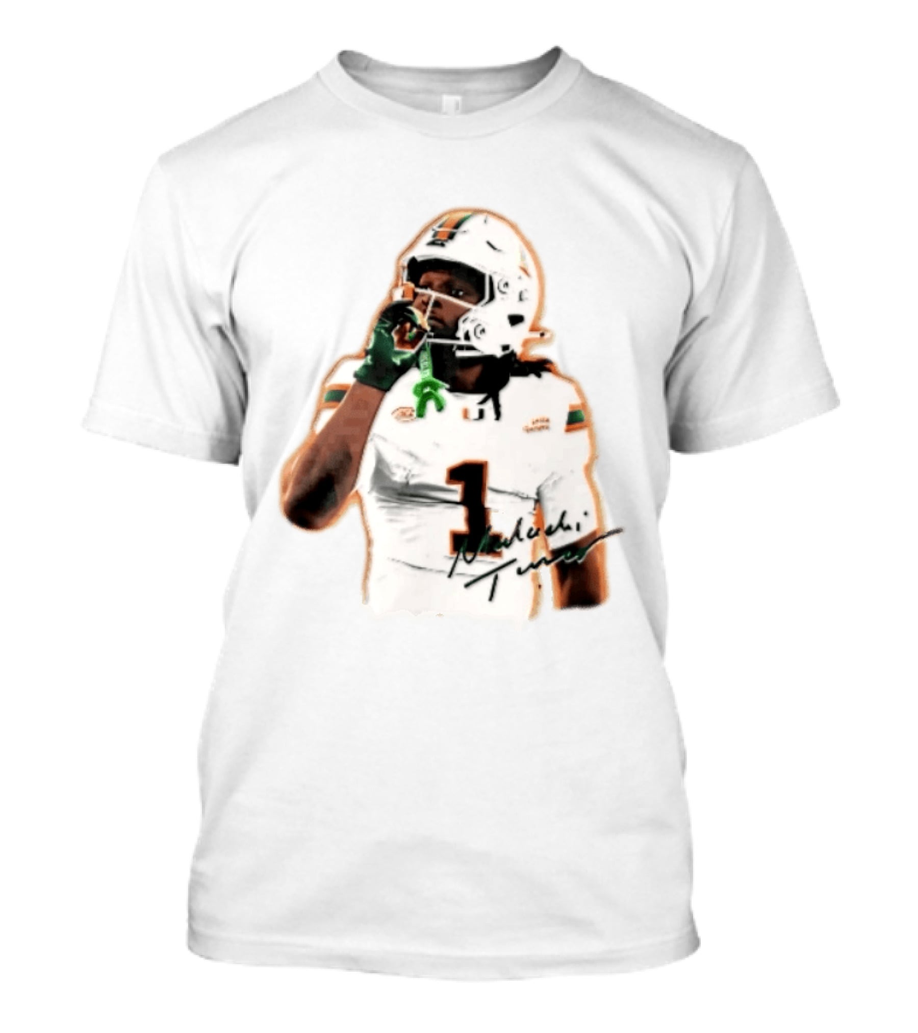 Miami Hurricanes Malachi Toney Player Photo Orange Glow NCAA Acc T-Shirt