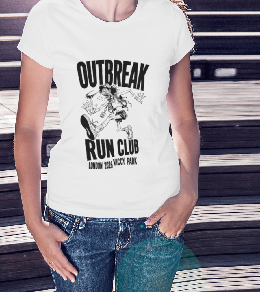 Outbreak Fest Run Club London 2026 Viccy Park Running Zombie T-Shirt