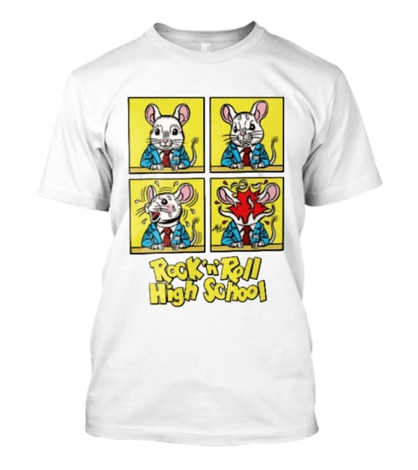 Rock N Roll High School Comic Mouse Head Explosion Cartoon Panels T-Shirt