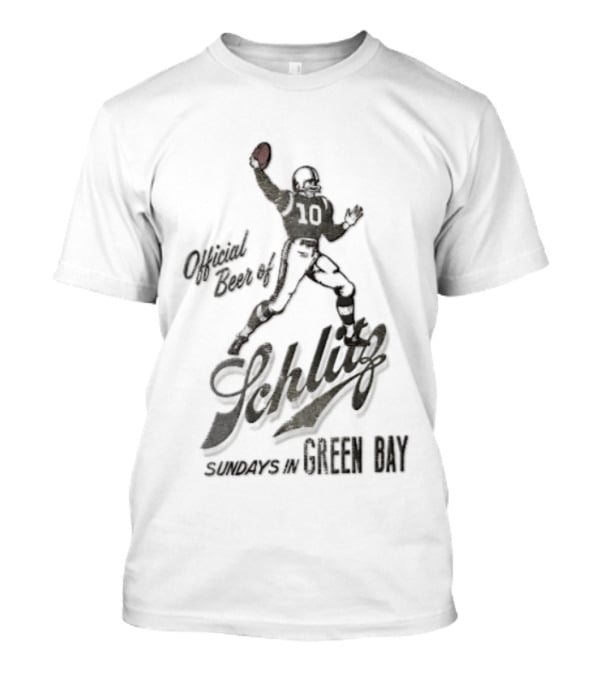 Official Beer Of Sundays Schlitz Football Player Throwing Ball Green Bay T-Shirt