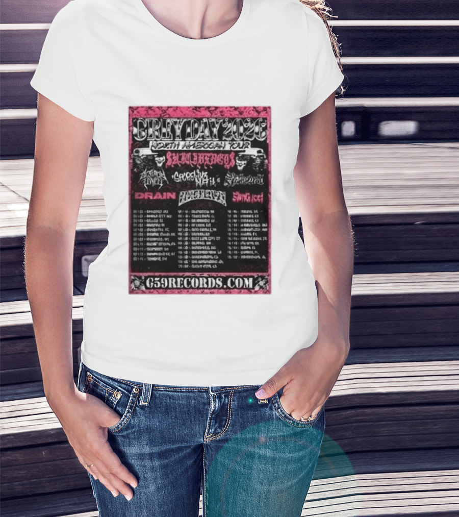 Greyday 2026 North American Tour Lineup Photo G59Records Suicideboys Drain Lineup Dates T-Shirt