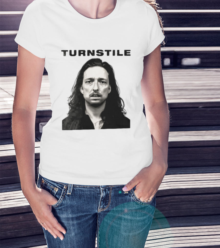 Turnstile Distressed Font Black And White T-Shirt