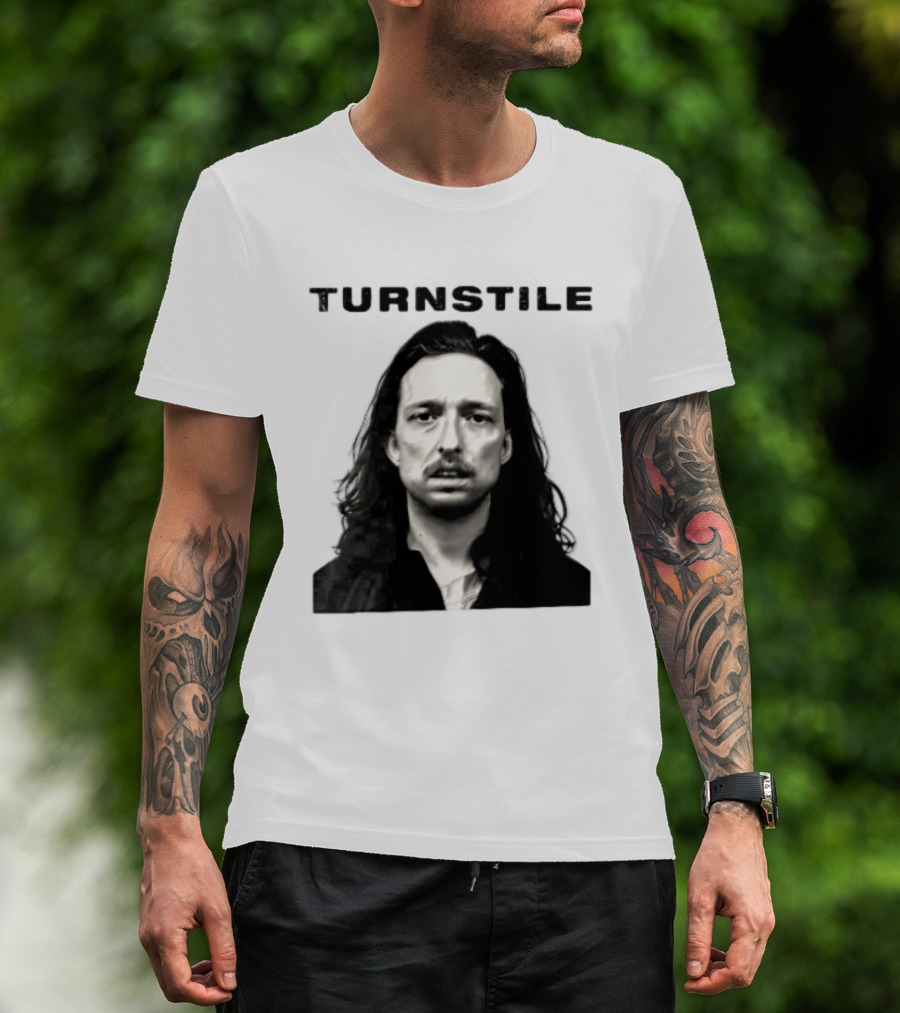 Turnstile Distressed Font Black And White T-Shirt