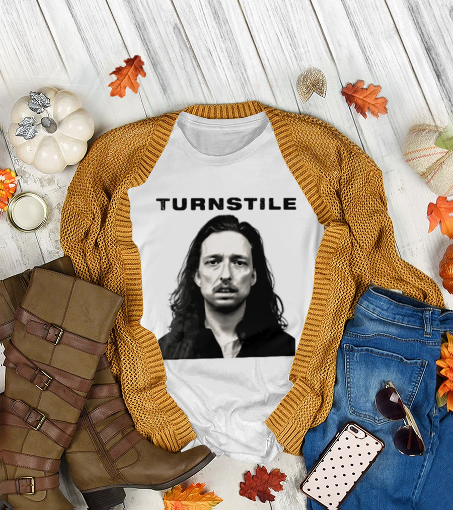 Turnstile Distressed Font Black And White T-Shirt