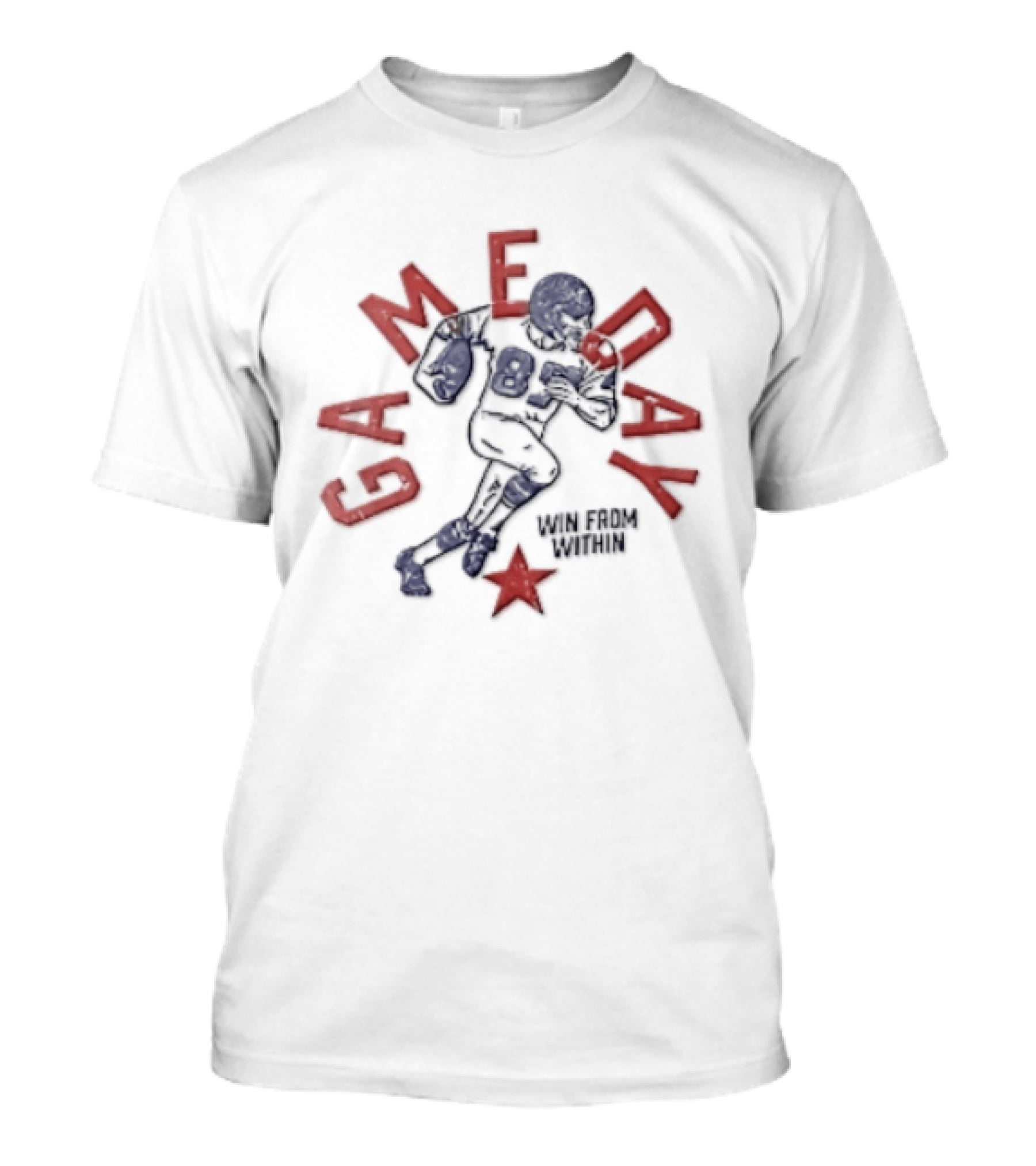 Win From Within Distressed Football Player Red Star T-Shirt