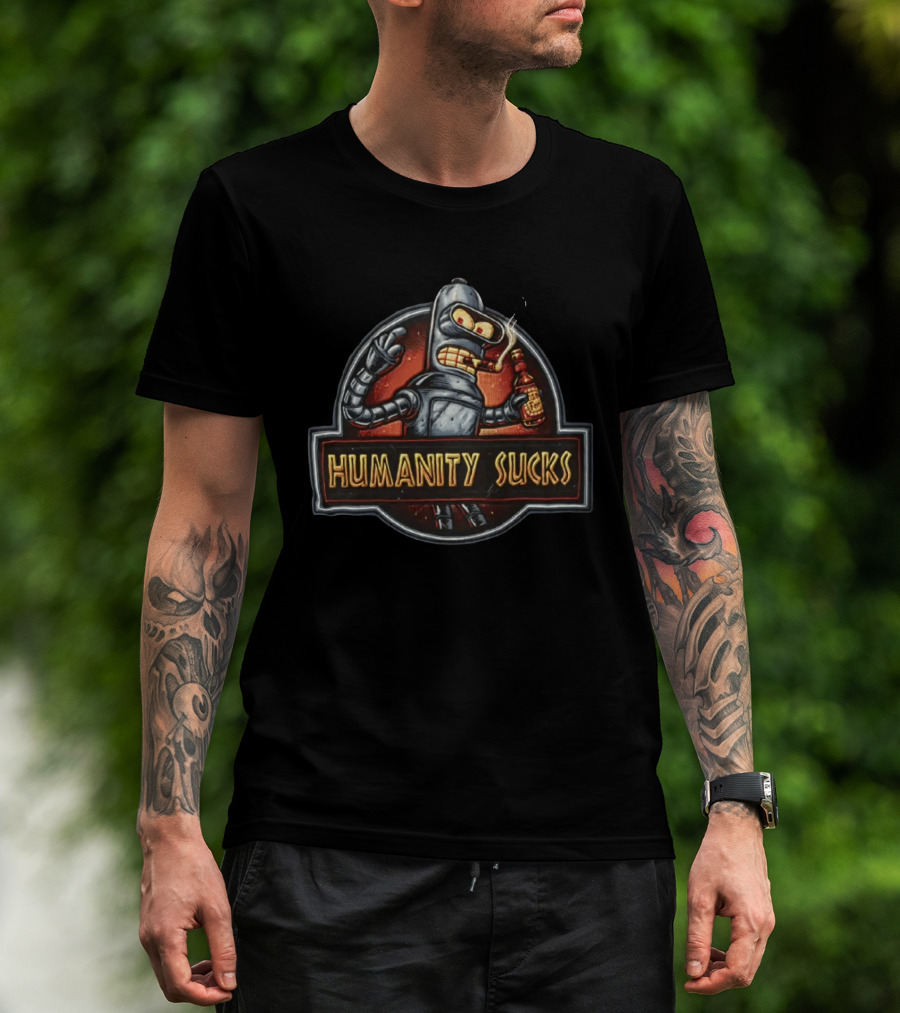 Bender Humanity Sucks Futurama Robot Beer T-Shirt
