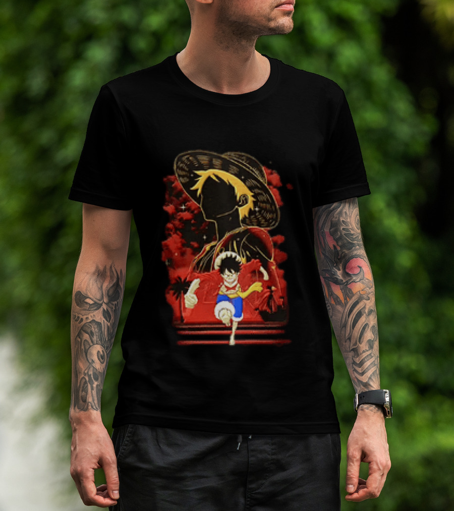 Monkey D Luffy Adventure Icon One Piece Anime Running Figure T-Shirt