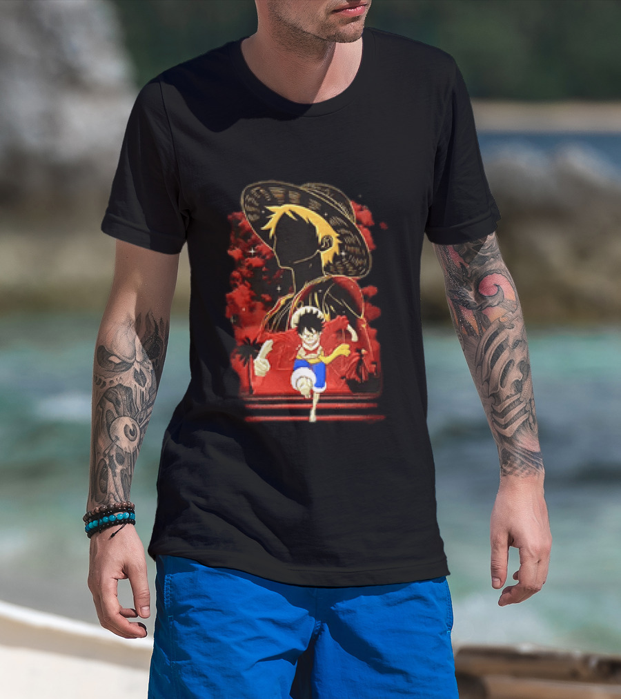 Monkey D Luffy Adventure Icon One Piece Anime Running Figure T-Shirt