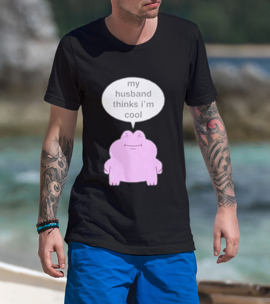 My Husband Thinks I'm Cool Pink Frog T-Shirt