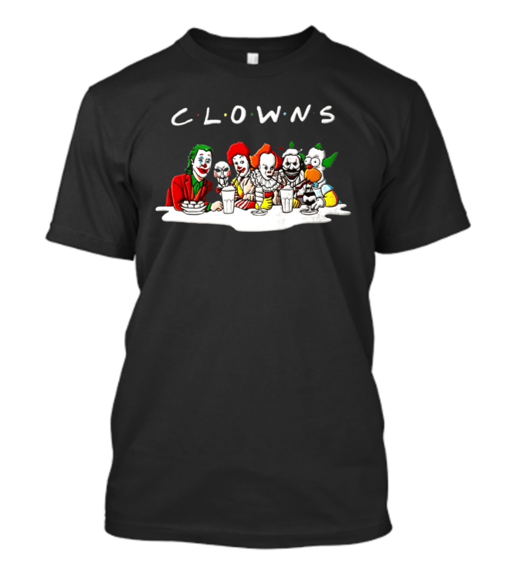 Clowns Joker Billy Ronald McDonald Pennywise Parody Milkshake Scene T-Shirt