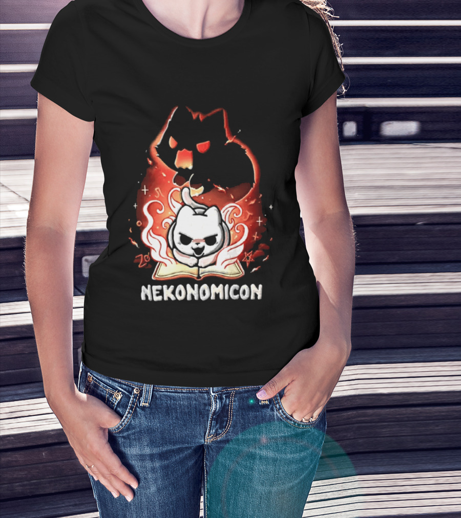 Nekonomicon Cat Summoning Dark Spirit Horror Occult Magic Spell Book T-Shirt