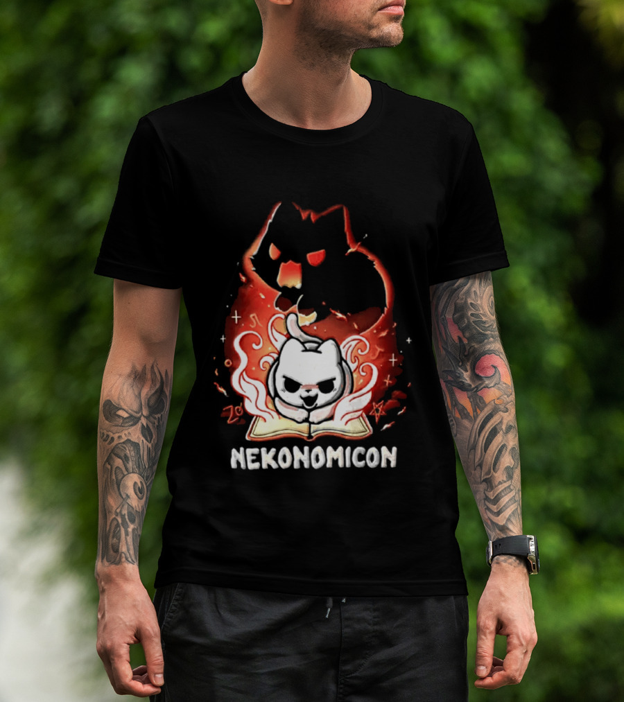 Nekonomicon Cat Summoning Dark Spirit Horror Occult Magic Spell Book T-Shirt