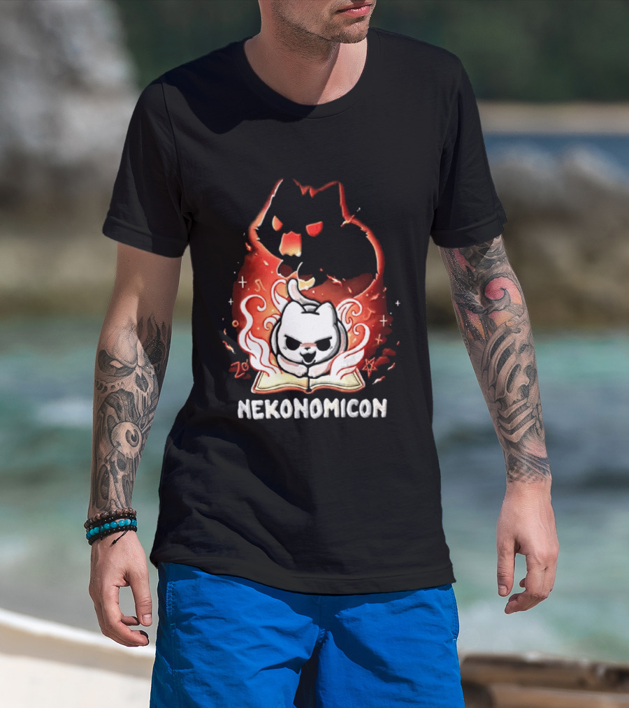 Nekonomicon Cat Summoning Dark Spirit Horror Occult Magic Spell Book T-Shirt
