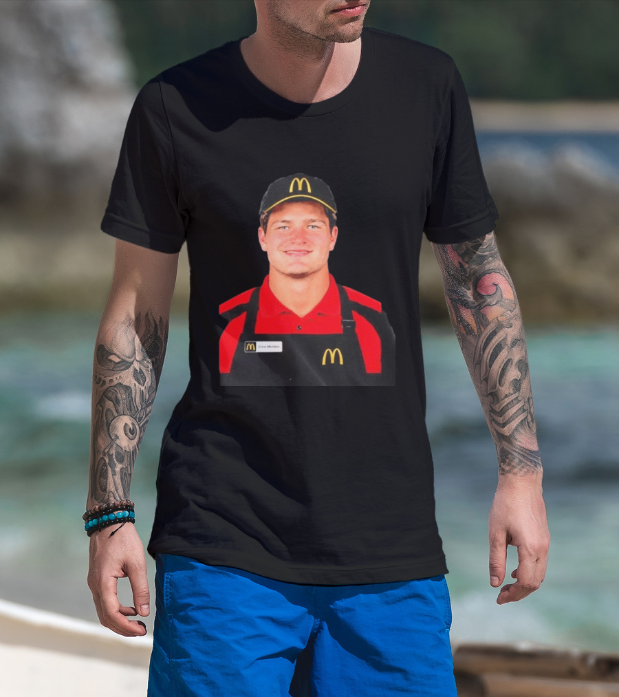 Drake Maye McDonald's Crew Member Uniform New England Patriots T-Shirt