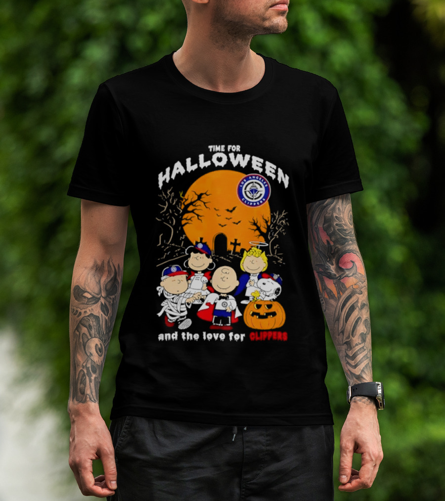 Peanuts Gang Time For Halloween Los Angeles Clippers Pumpkin Fun T-Shirt