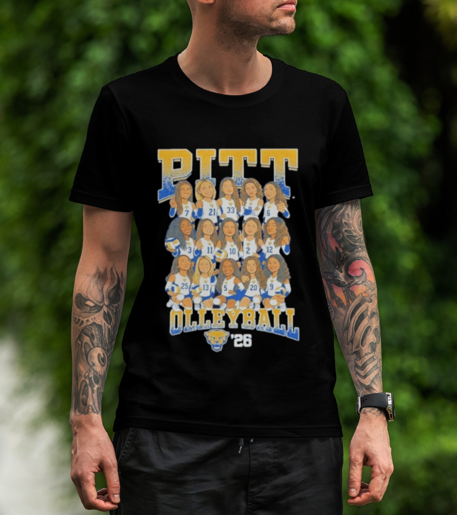 Pitt Volleyball 2026 Team Caricature Panthers T-Shirt
