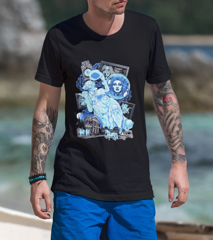 The Haunted Mansion Ghostly Spirits Madame Leota Hitchhiking Ghosts And Doom Buggy T-Shirt