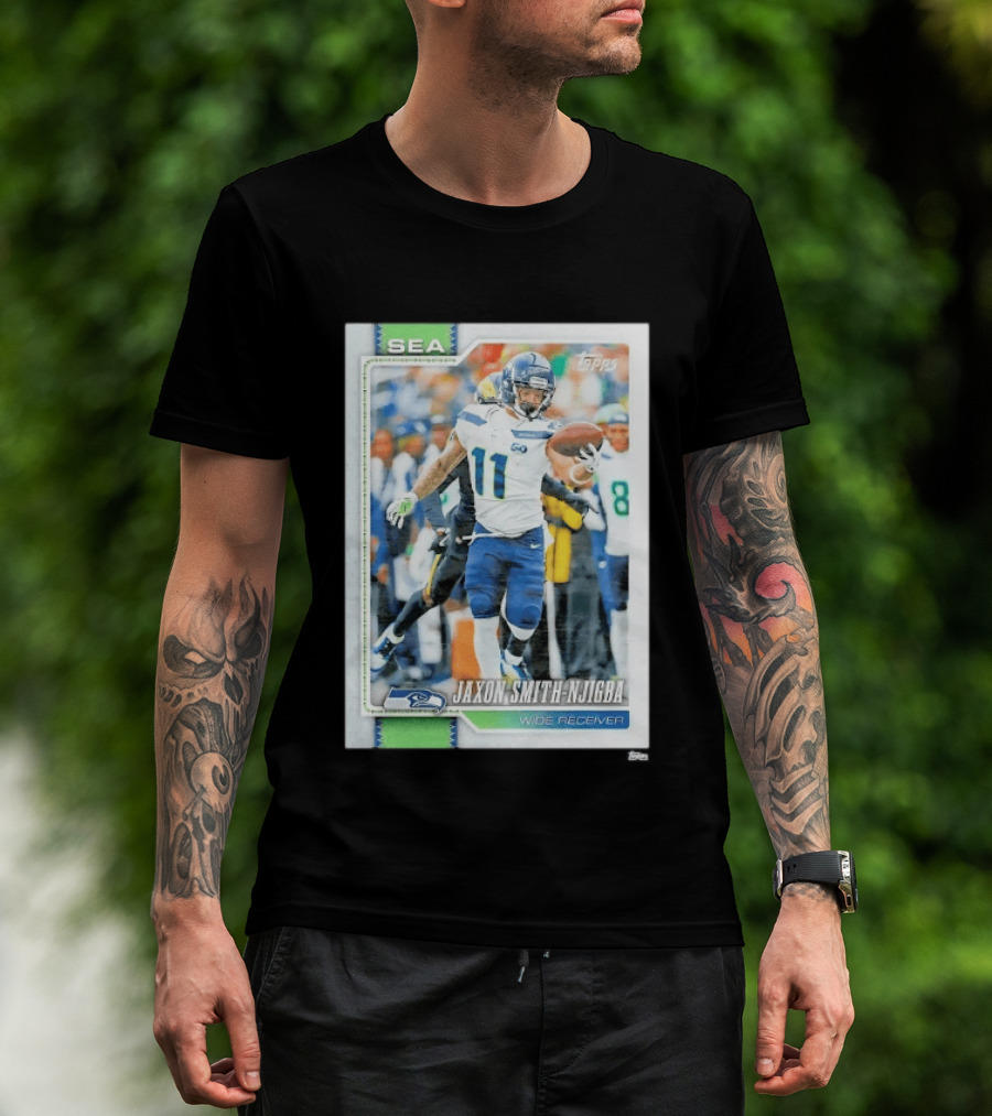 SEA Seahawks Jaxon Smith Njigba Topps Wide Receiver Trading Card T-Shirt