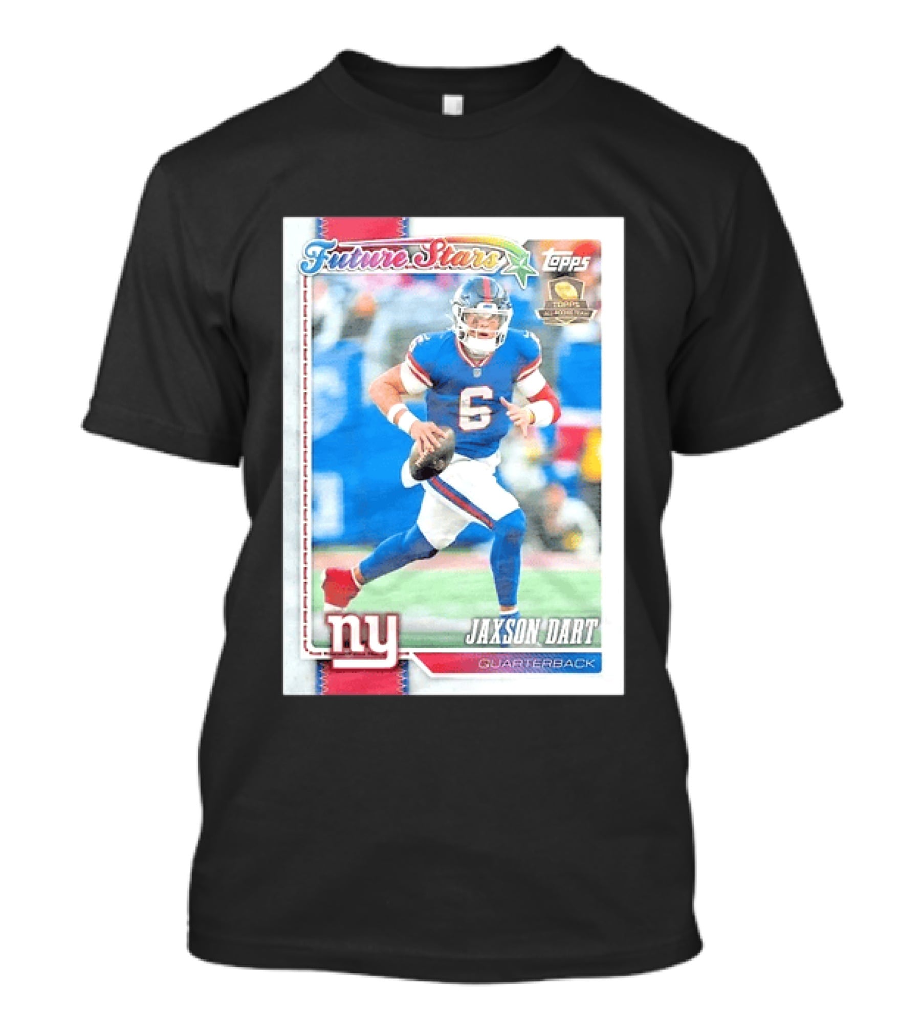 Future Stars Jaxson Dart New York Giants Quarterback Topps Card T-Shirt