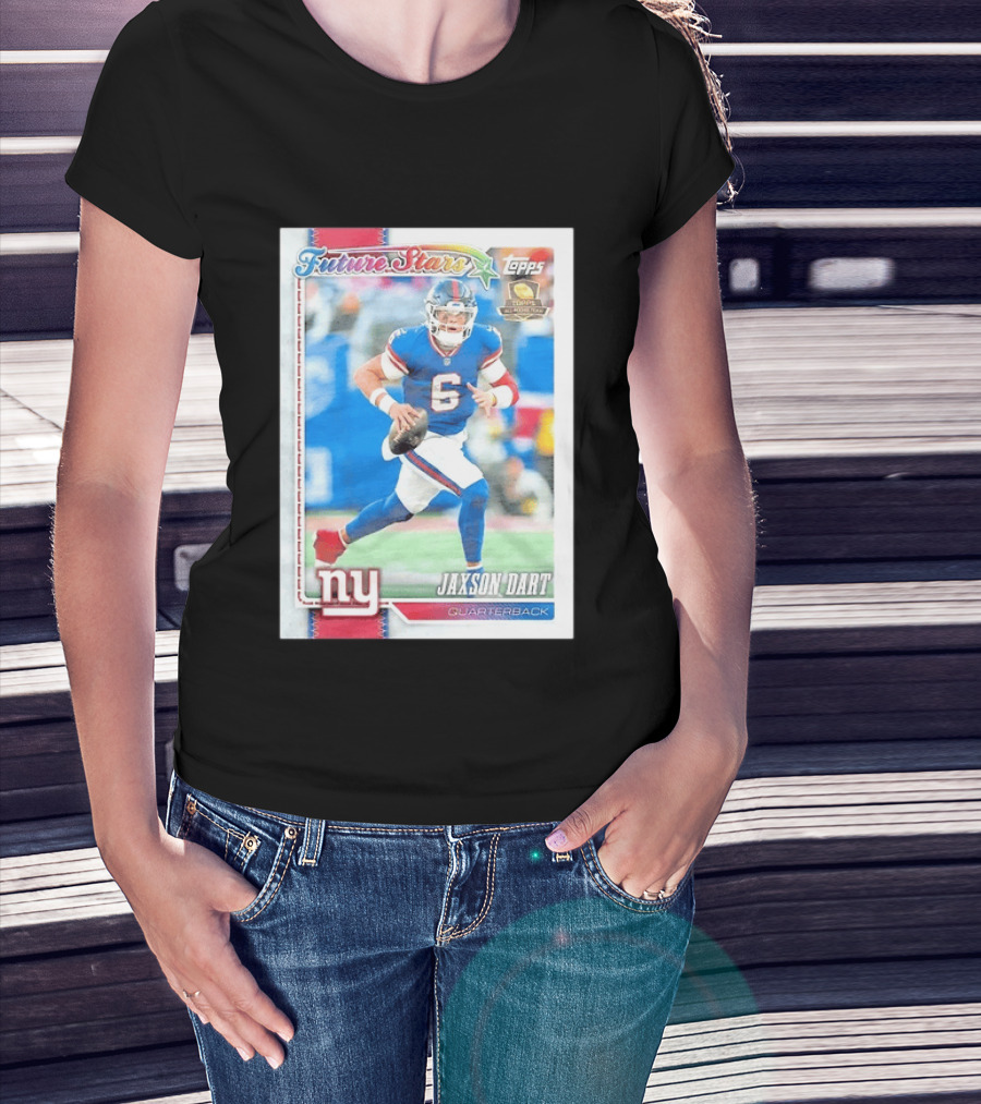 Future Stars Jaxson Dart New York Giants Quarterback Topps Card T-Shirt