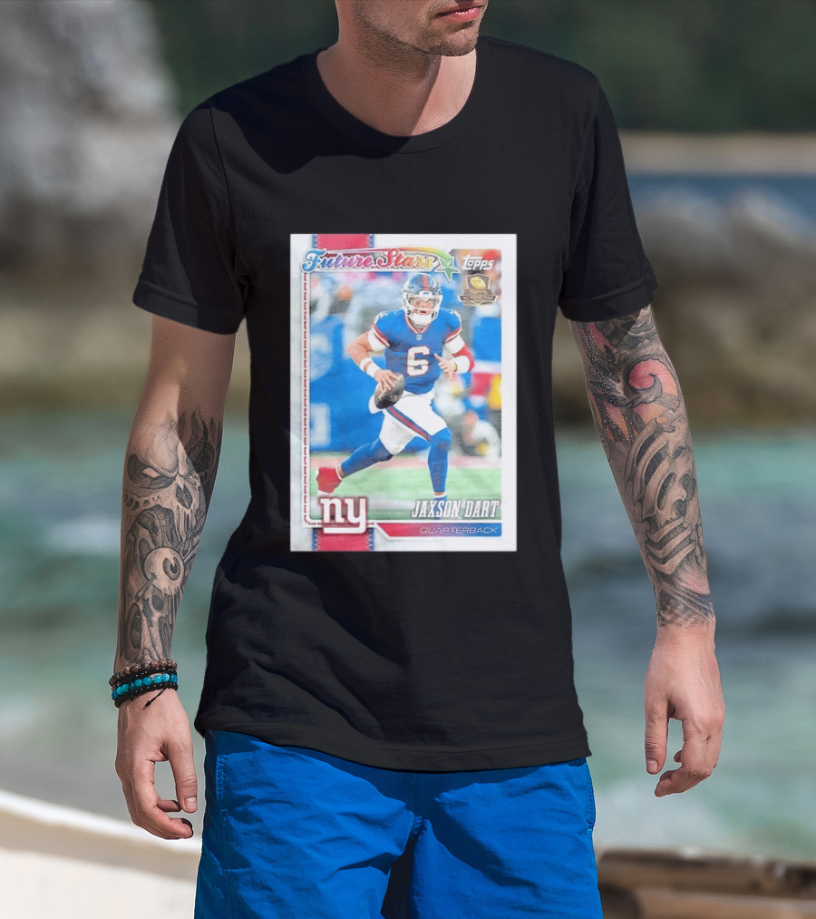 Future Stars Jaxson Dart New York Giants Quarterback Topps Card T-Shirt