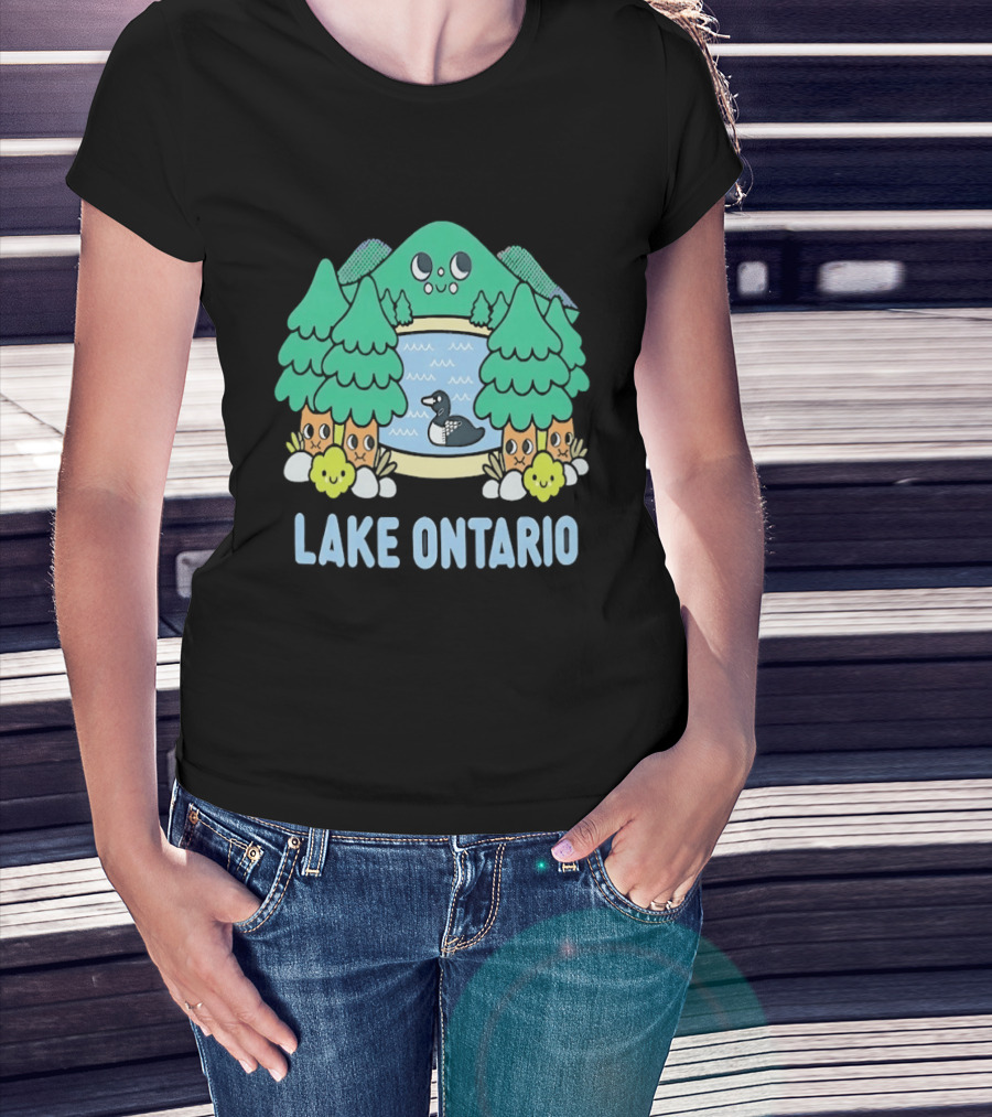 Lake Ontario Cute Forest Creature And Goose Scene T-Shirt
