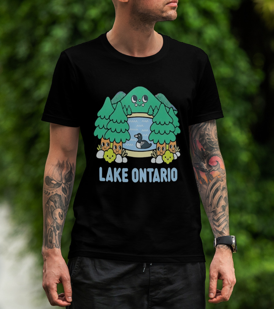 Lake Ontario Cute Forest Creature And Goose Scene T-Shirt