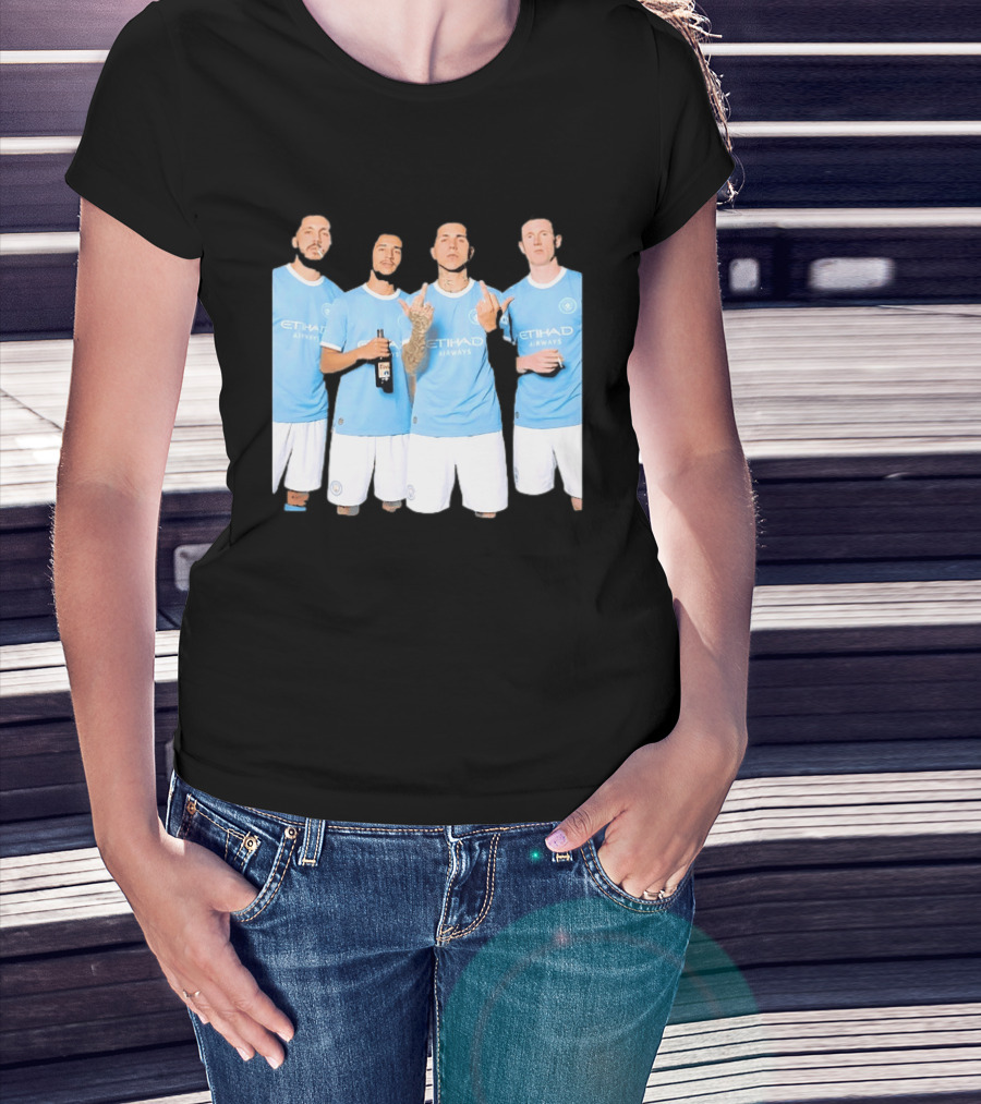 Manchester City Etihad Airways Kit Players Bottle Pose T-Shirt