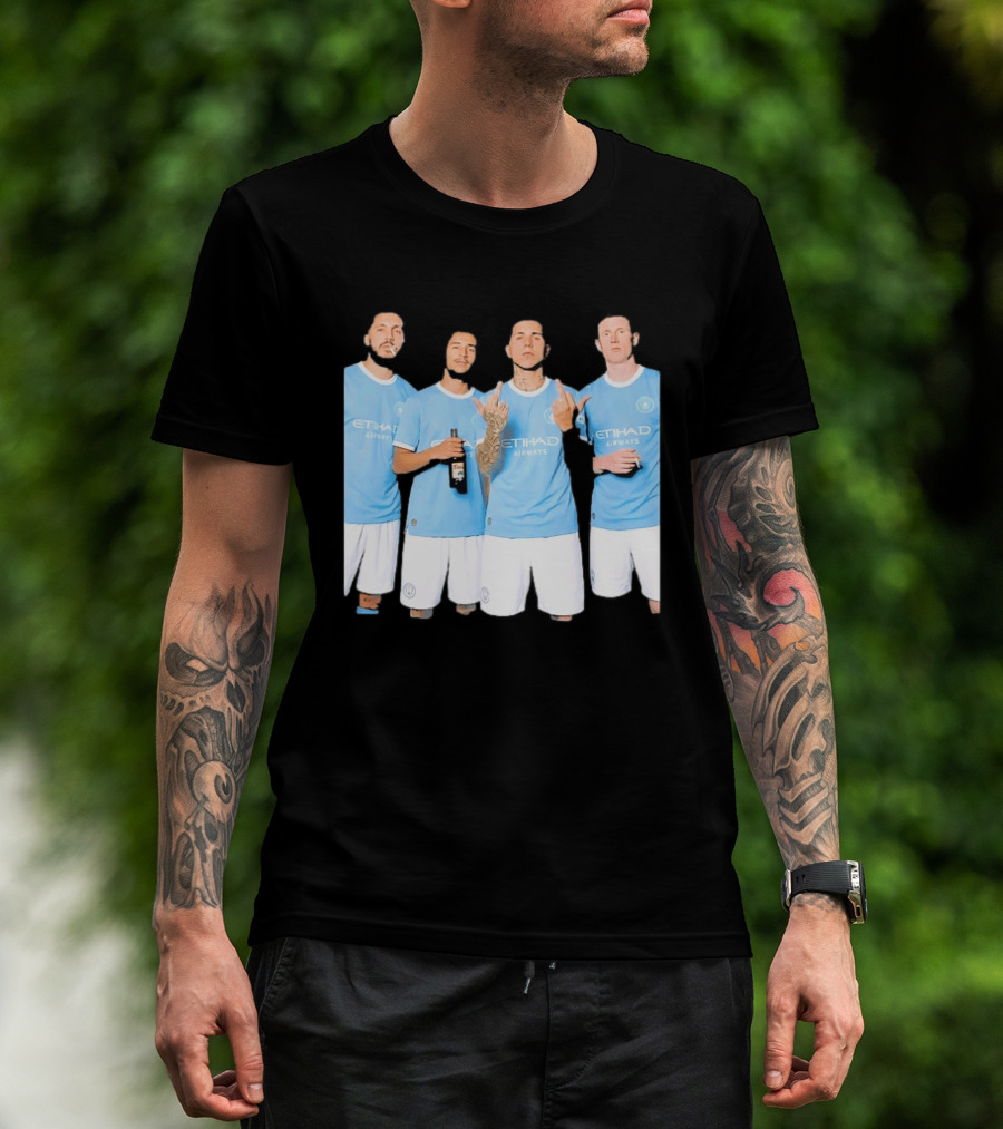 Manchester City Etihad Airways Kit Players Bottle Pose T-Shirt