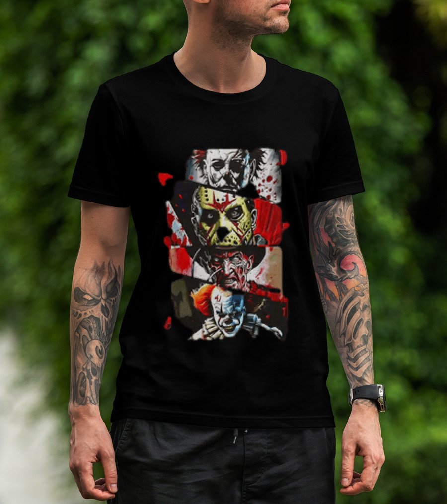 Michael Myers Jason Voorhees Freddy Krueger Pennywise Horror Movie Characters T-Shirt