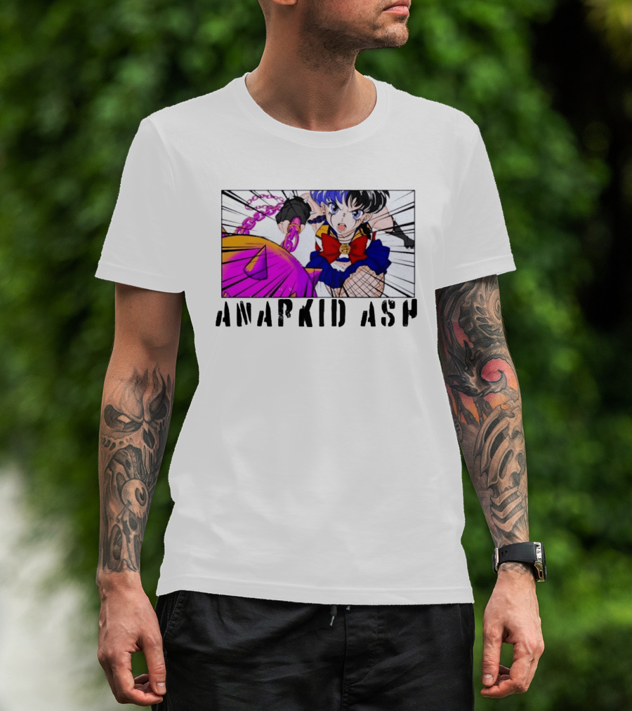 Anarkid Ash Sailor Moon Anime Punk Fighter In Action T-Shirt