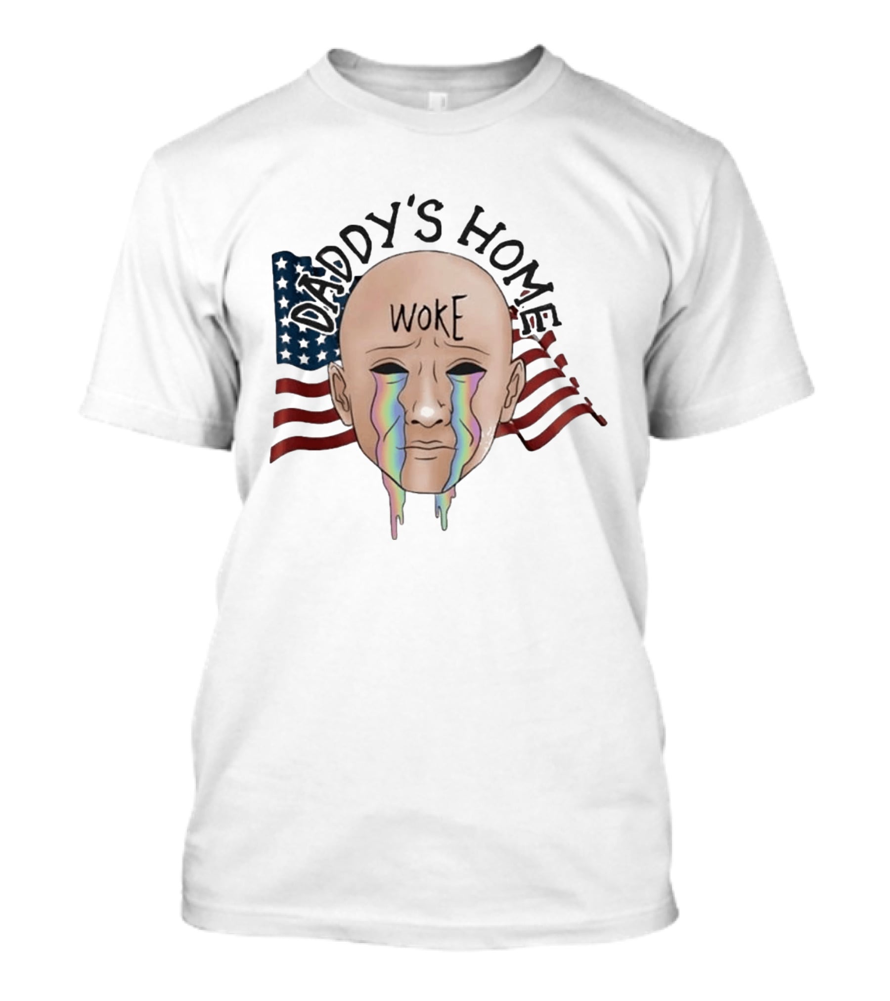 Daddy's Home Woke Crying Face With Flags T-Shirt