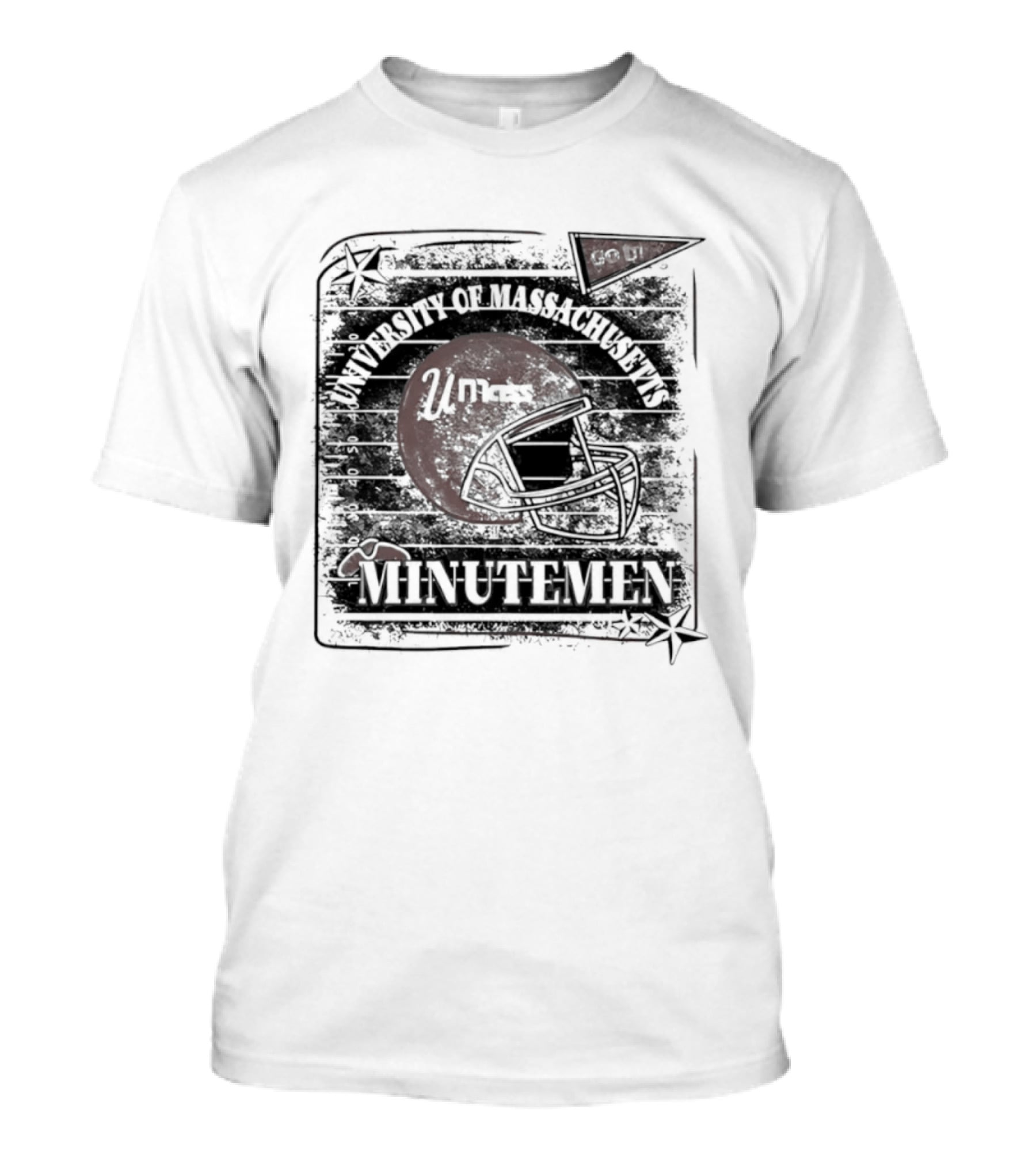 University Of Massachusetts Minutemen Distressed Football Helmet T-Shirt