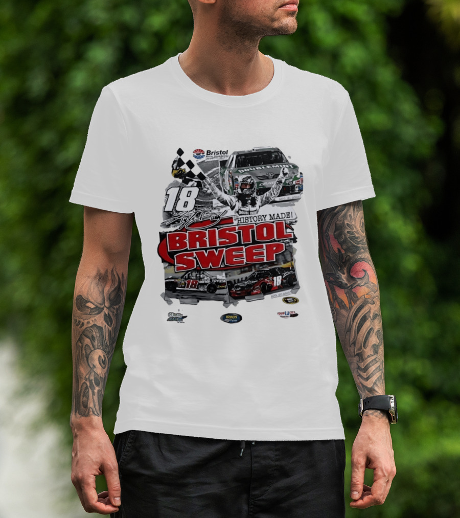 Bristol Motor Speedway History Made Three Wins August 2010 18 Bristol Sweep T-Shirt