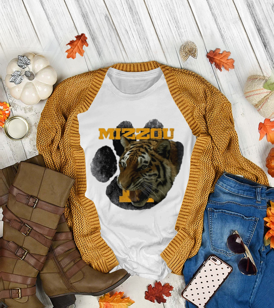 Mizzou Tigers Paw NCAA College Sports Tiger Head T-Shirt