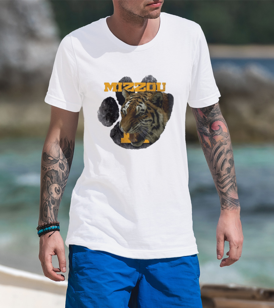 Mizzou Tigers Paw NCAA College Sports Tiger Head T-Shirt