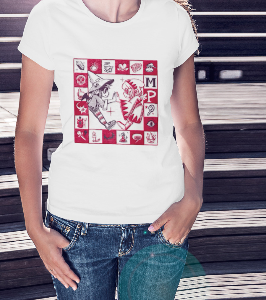 MP Witch And Angel Character Duo Board Game Square T-Shirt