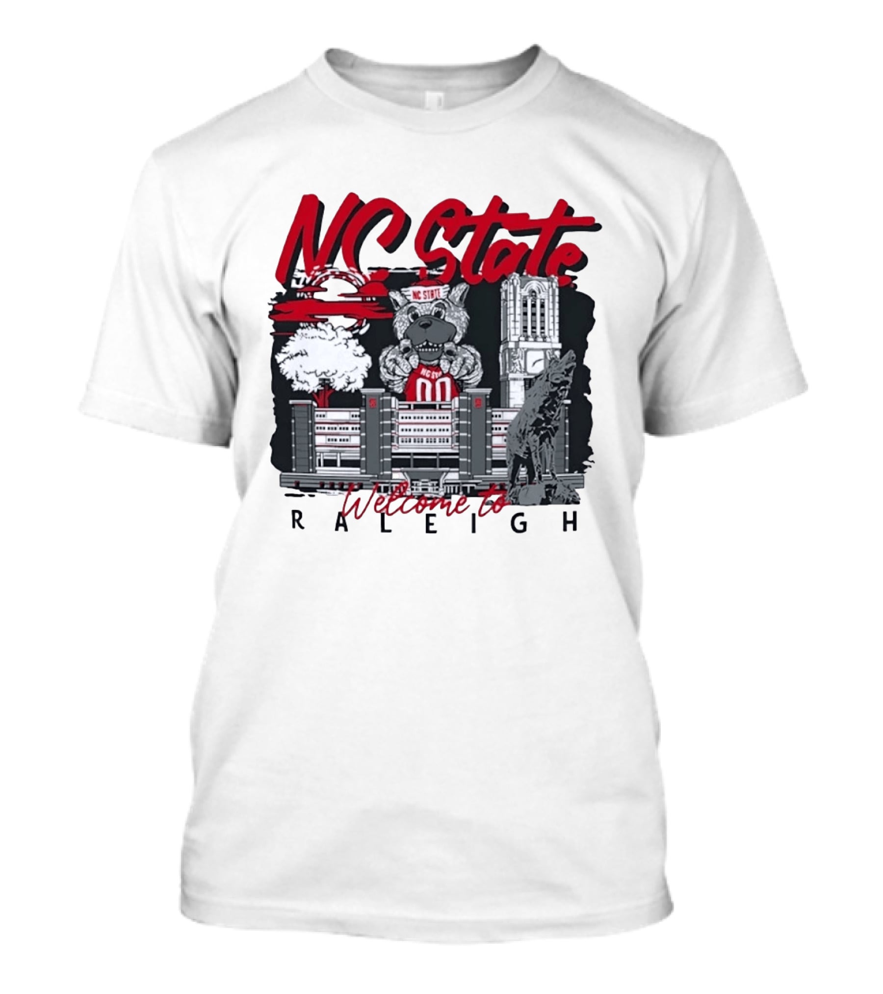 NC State Wolfpack Welcome To Raleigh Rooftop Skyline Sports Fan Gear T-Shirt