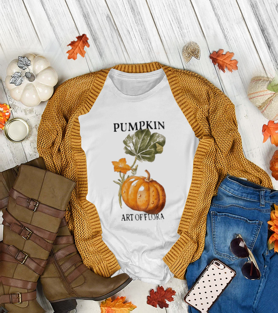 Pumpkin Art Of Flora Botanical Nature Harvest T-Shirt