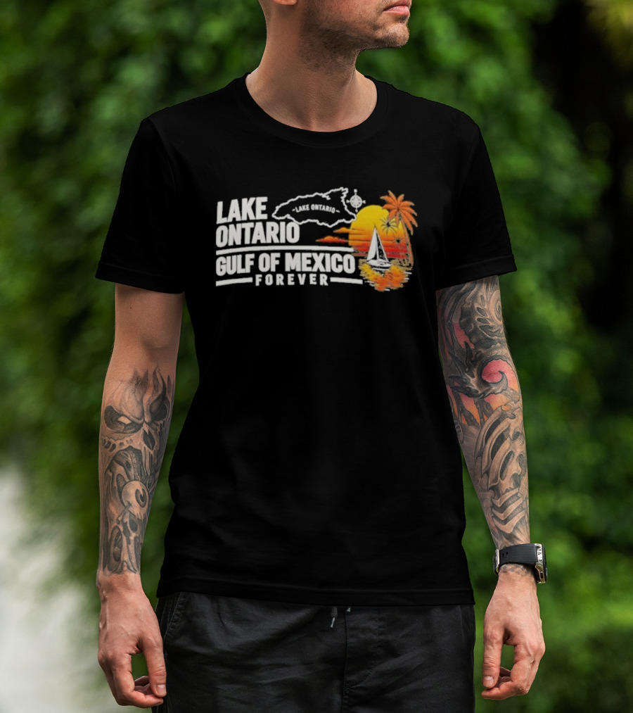 Lake Ontario Gulf Of Mexico Map Sunset Palm 2026 T-Shirt