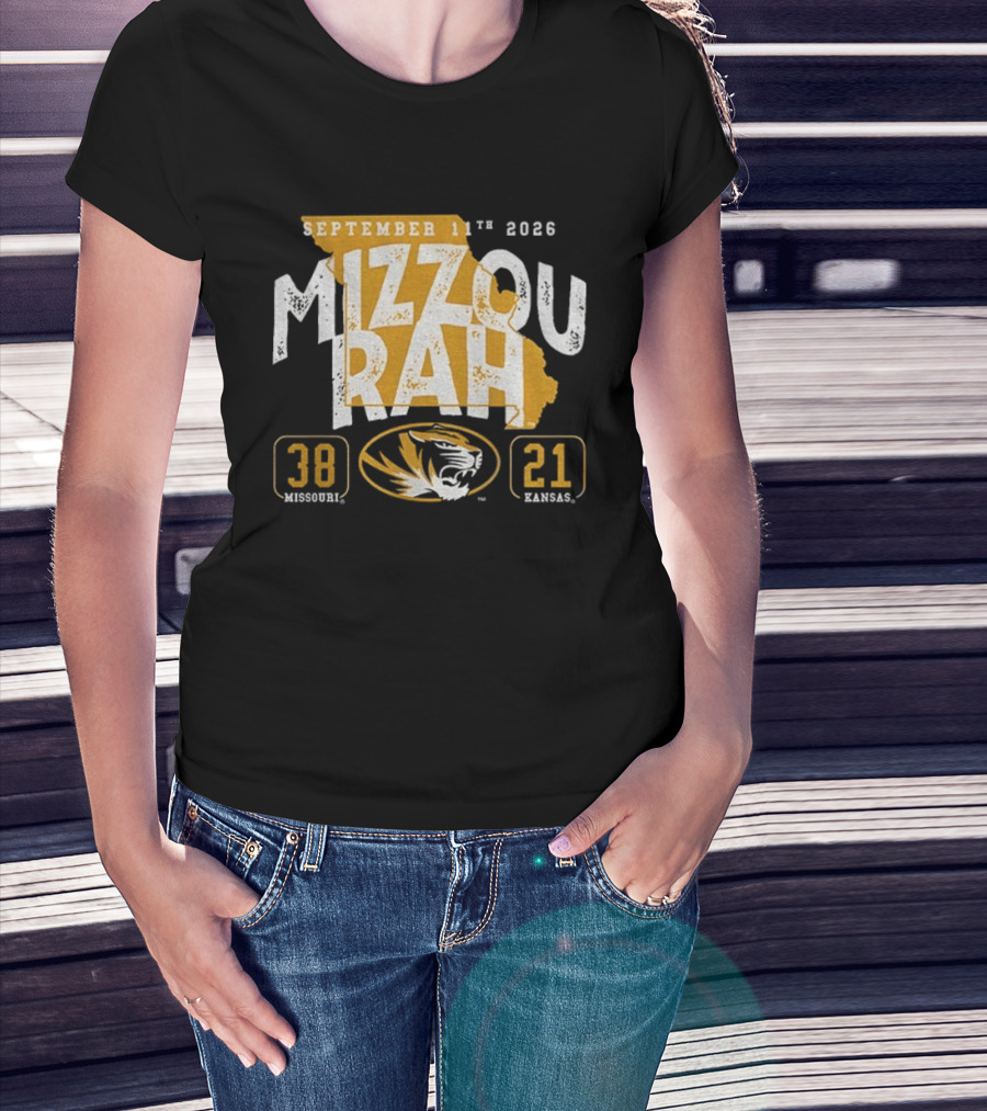 Missouri Tigers 38 Vs Kansas Jayhawks 21 Mizzou Rah September 11th 2026 T-Shirt