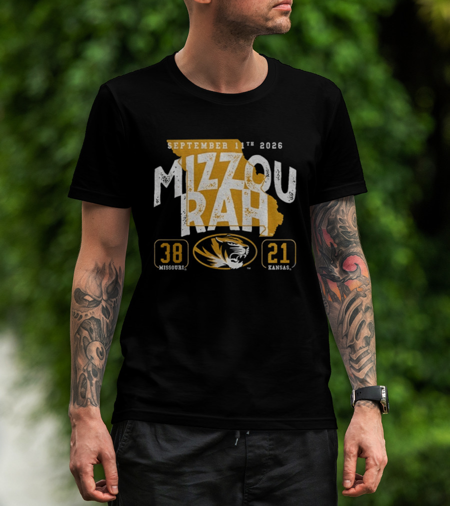 Missouri Tigers 38 Vs Kansas Jayhawks 21 Mizzou Rah September 11th 2026 T-Shirt