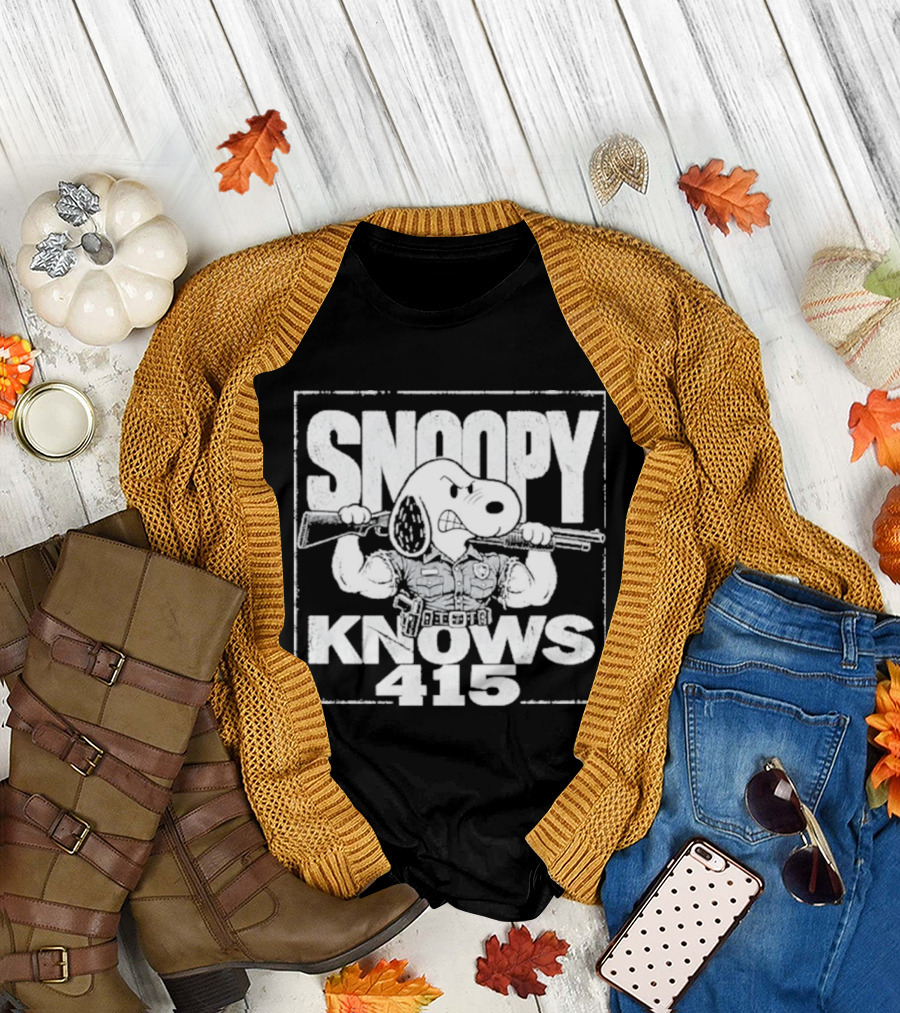 Snoopy Knows 415 Peanuts Police Officer Gun T-Shirt