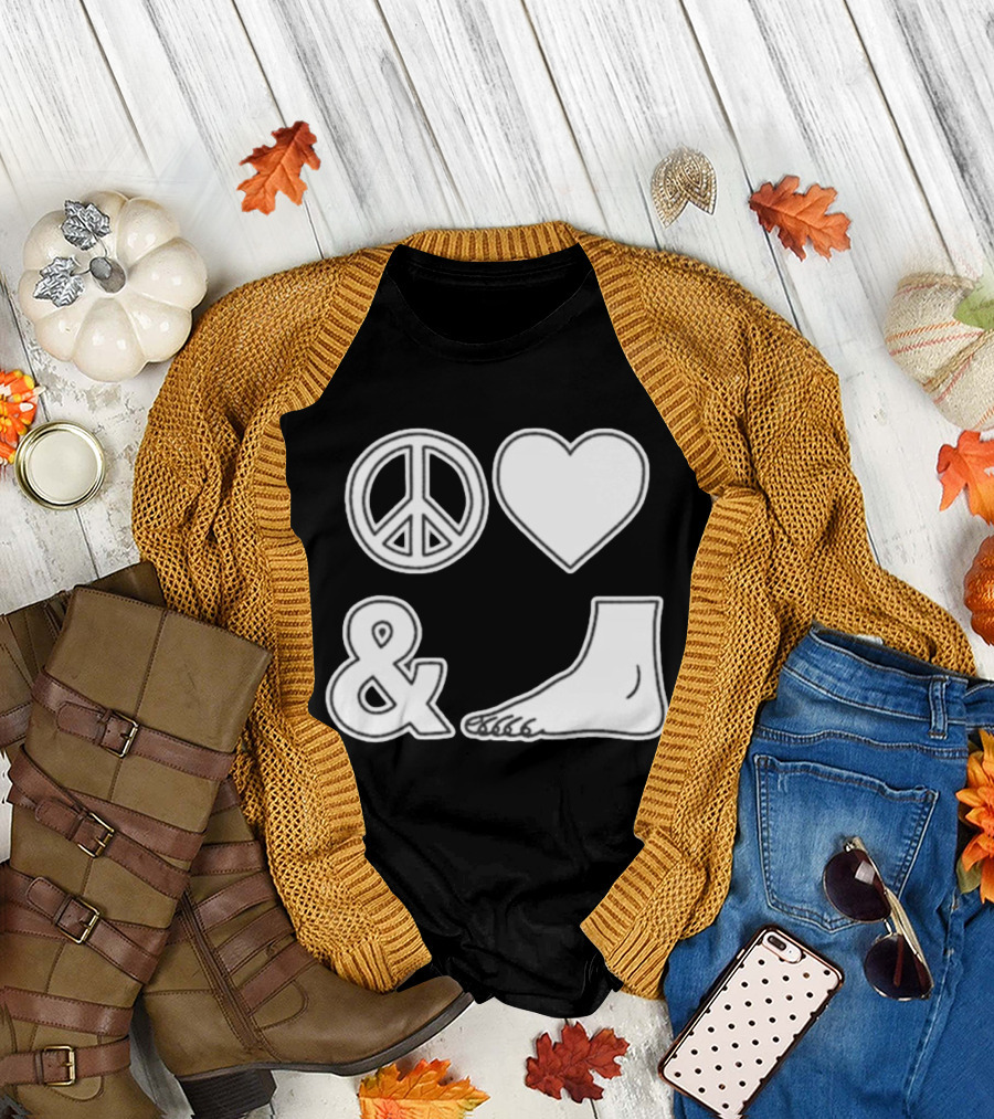 Peace Love & Feet Heart Foot T-Shirt