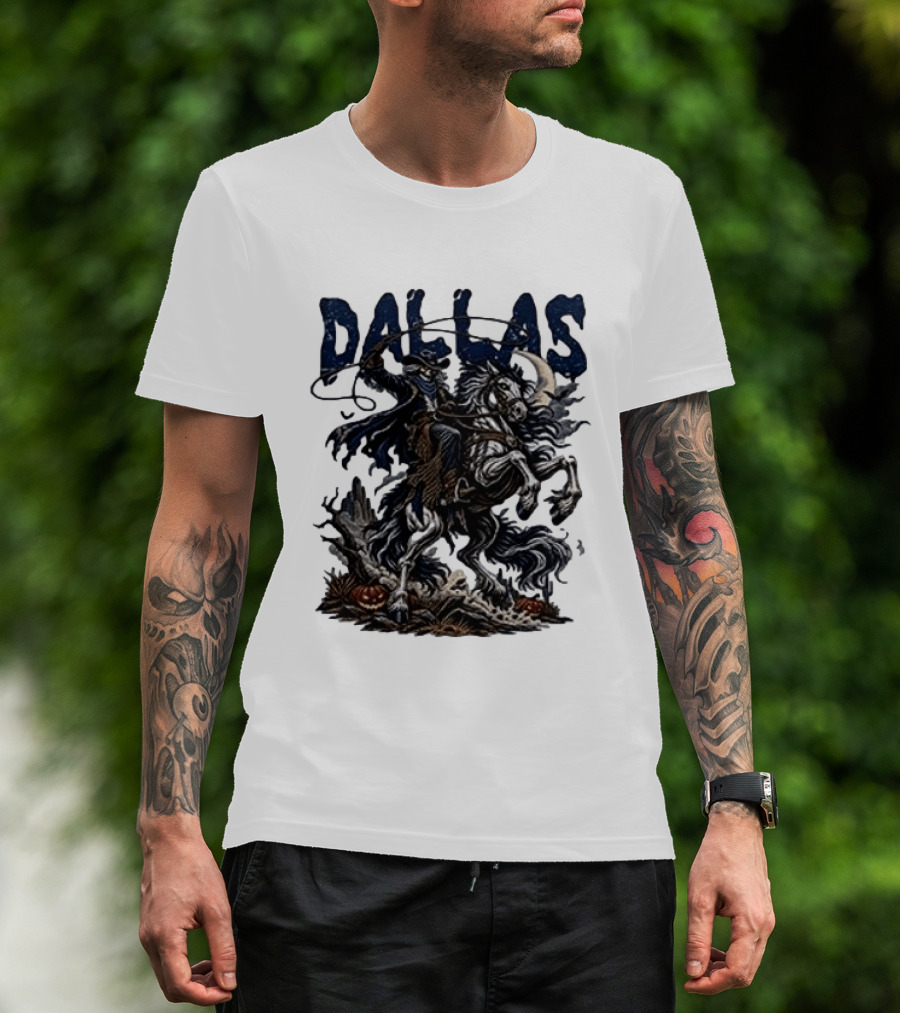 Dallas Cowboys Skeleton Horse Rider Halloween T-Shirt
